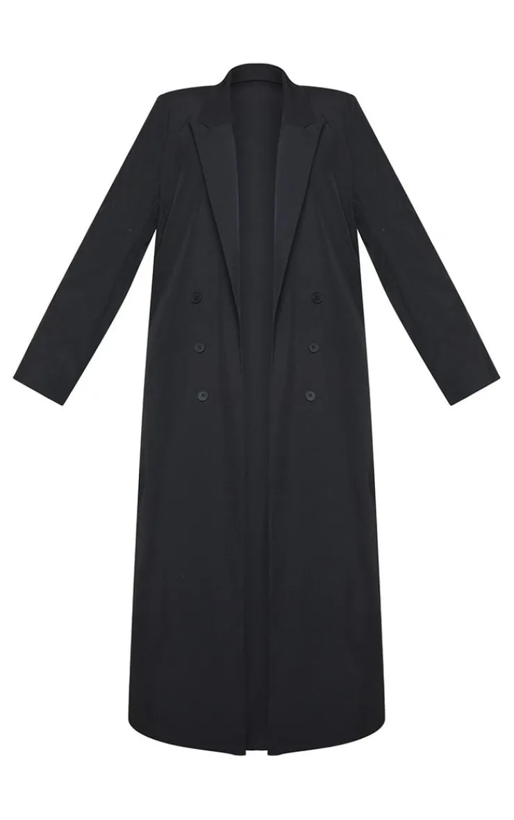 PrettyLittleThing Trench Coats*Plus Button Detail Maxi Blazer