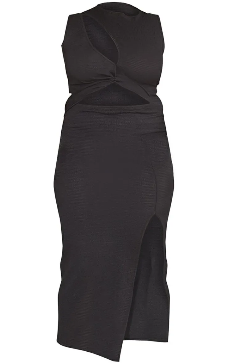 Plus Cut Out Front Bodycon Midi Dress-PrettyLittleThing Online