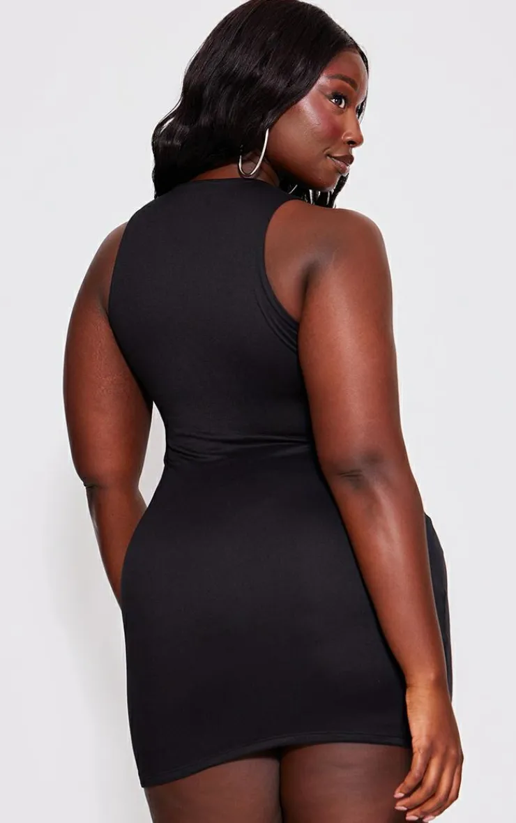 Plus Double Contour Racer Neck Bodycon Dress-PrettyLittleThing Best