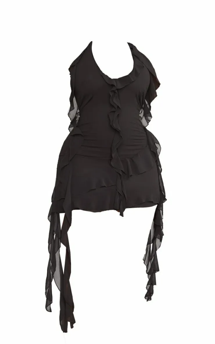 Plus Halter Neck Frilled Mini Dress-PrettyLittleThing Best