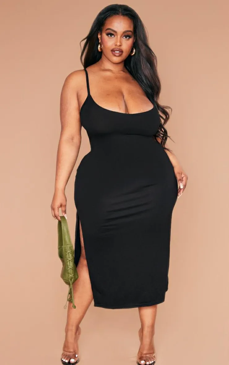 Plus Jersey Split Midi Dress-PrettyLittleThing Discount