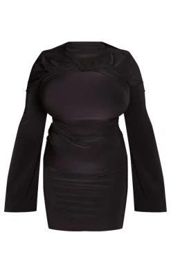 Plus Knot Front Detail Bodycon Dress-PrettyLittleThing Online