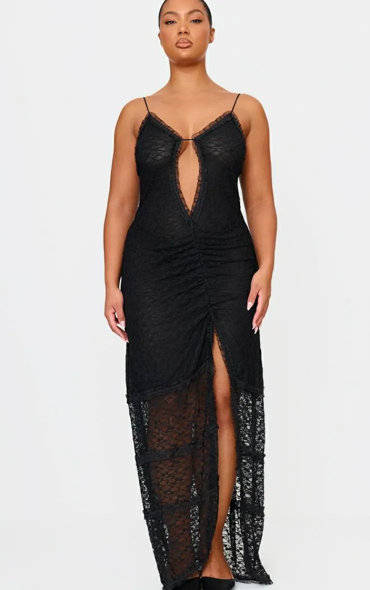 Plus Lace Mesh Cut Out Maxi Dress-PrettyLittleThing Clearance