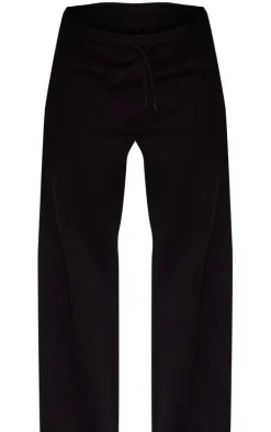 Outlet PrettyLittleThing Plus Mid Rise Seam Detail Straight Leg Sweatpants Black