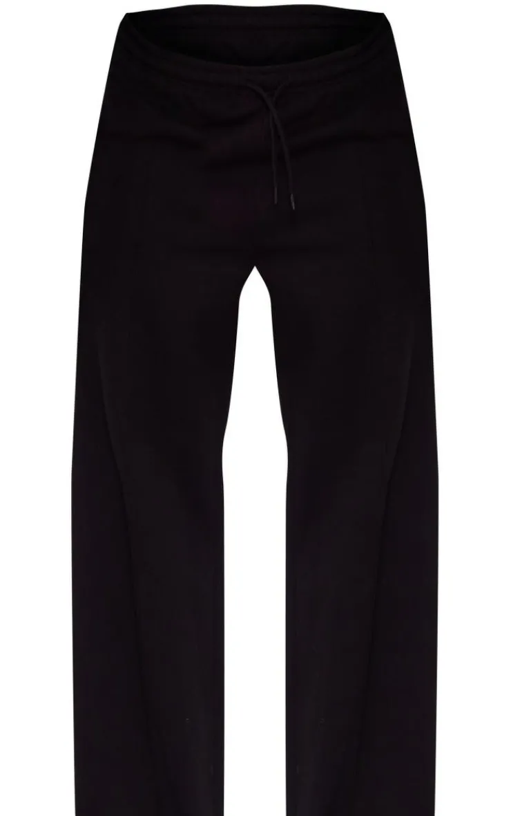 Outlet PrettyLittleThing Plus Mid Rise Seam Detail Straight Leg Sweatpants Black