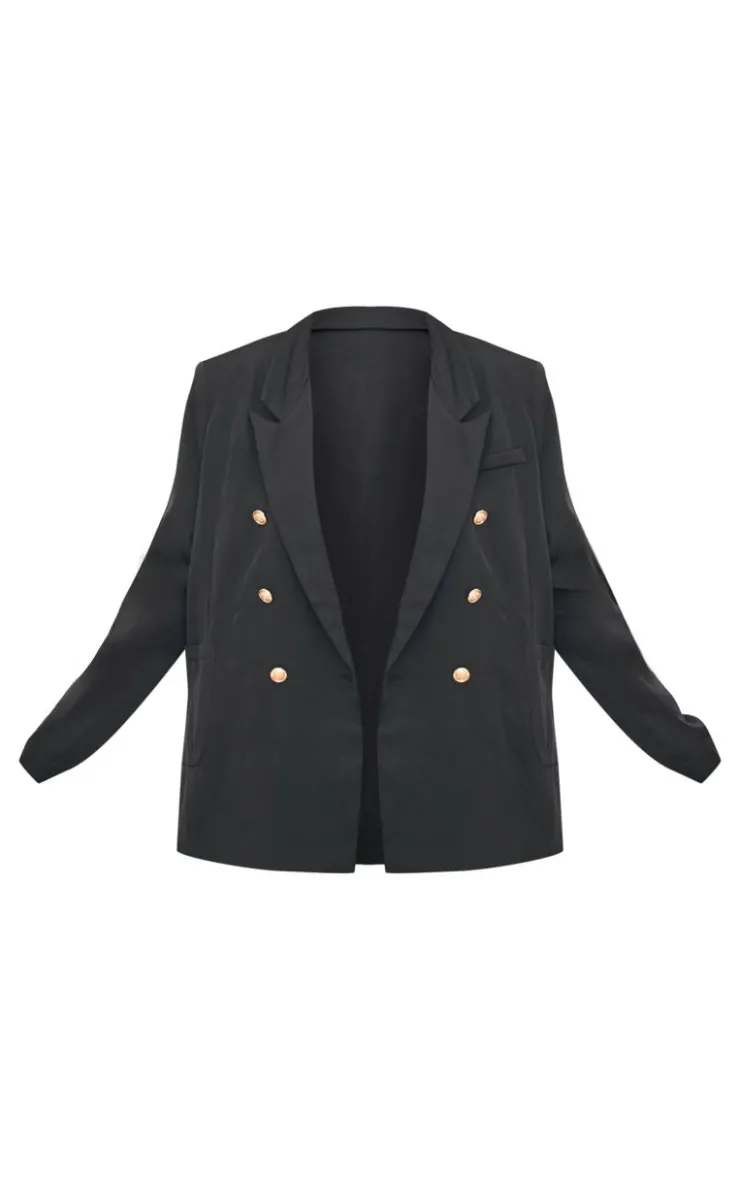Plus Military Button Detail Blazer-PrettyLittleThing Clearance