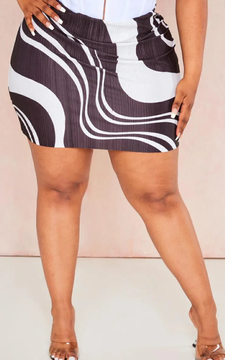 Plus Printed Plisse Micro Mini Skirt-PrettyLittleThing Discount