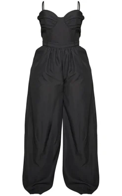 Plus Ruched Cup Strappy Wide Leg Jumpsuit-PrettyLittleThing Clearance