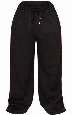 Clearance PrettyLittleThing Plus Seam Detail Wide Leg Sweatpants Black