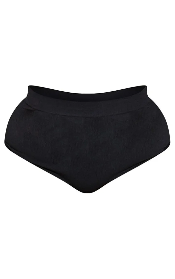 Plus Black Seamless High Waisted Panties