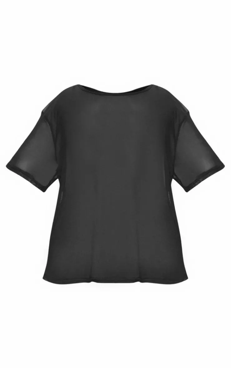 Plus Sheer Mesh Oversized T-Shirt-PrettyLittleThing Online