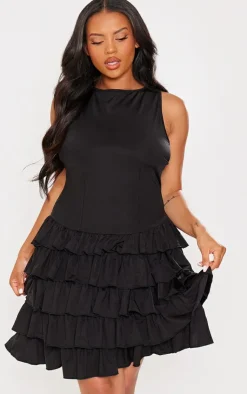 Plus Slinky Frill Hem Micro Mini Dress-PrettyLittleThing Hot