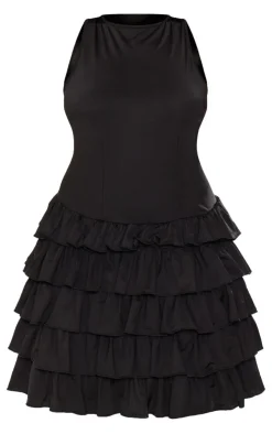 Plus Slinky Frill Hem Micro Mini Dress-PrettyLittleThing Hot