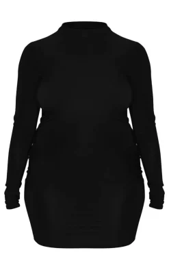 Plus Soft Touch Long Sleeve Cut Out Back Mini Dress-PrettyLittleThing Online