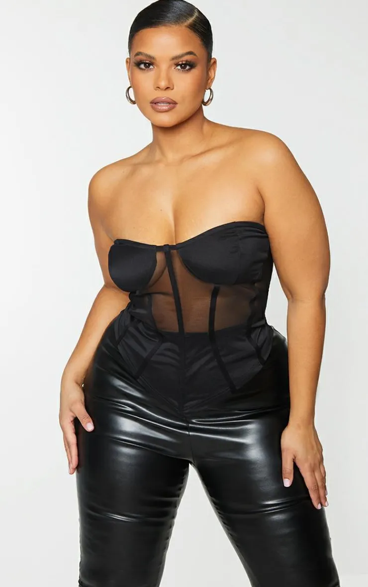 Plus Structured Mesh Corset-PrettyLittleThing Sale