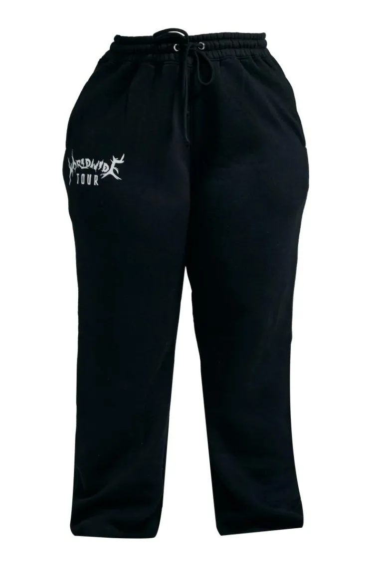 PrettyLittleThing Plus Worldwide Graphic Detail Sweatpants Black