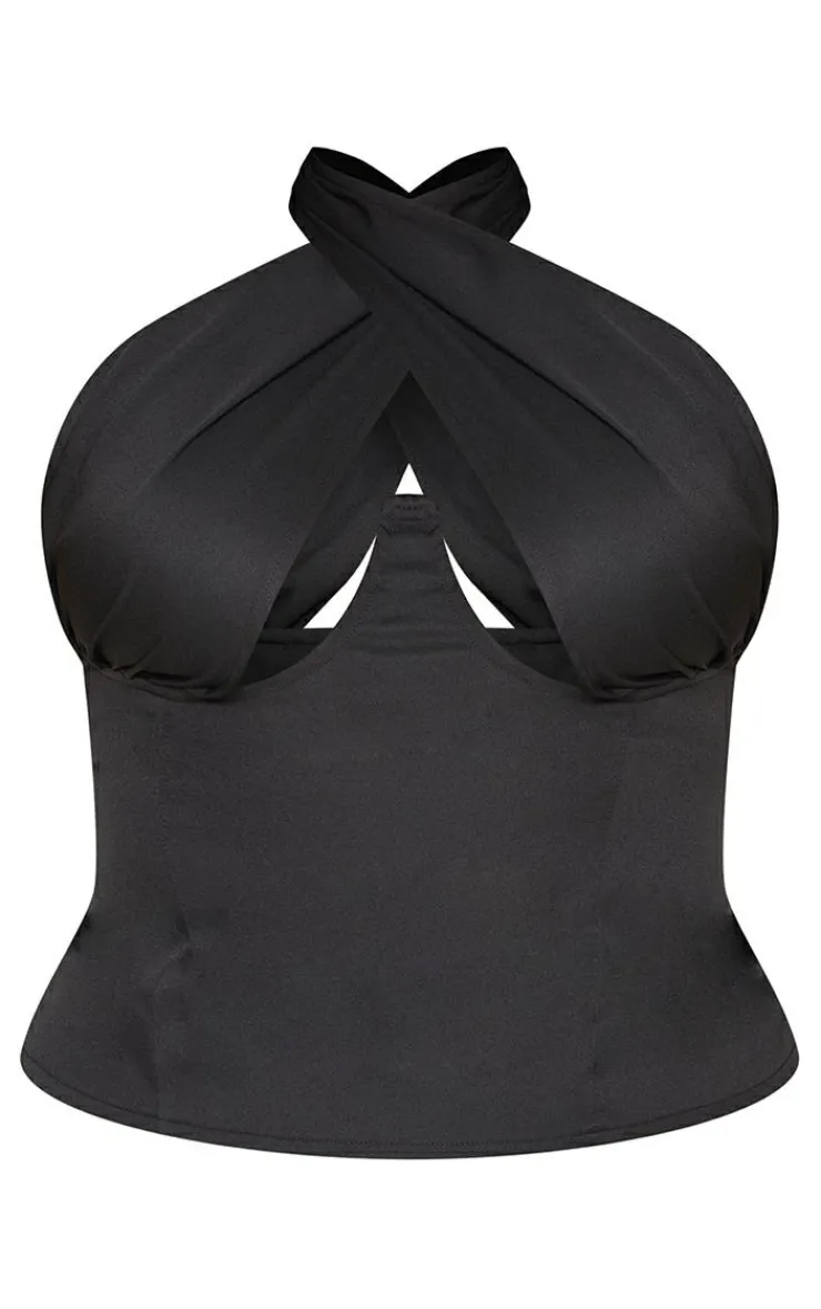 Plus Woven Cross Over Zip Top-PrettyLittleThing Best