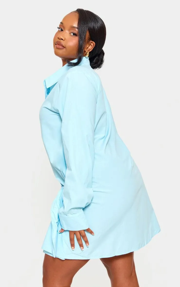 Plus Cotton Poplin Knot Shirt Dress-PrettyLittleThing Sale