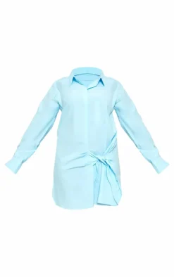 Plus Cotton Poplin Knot Shirt Dress-PrettyLittleThing Sale