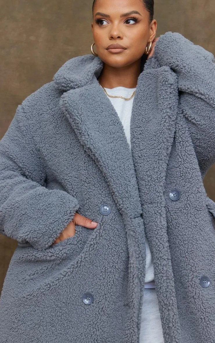 PrettyLittleThing Winter Coats & Jackets*Plus Longline Borg Coat