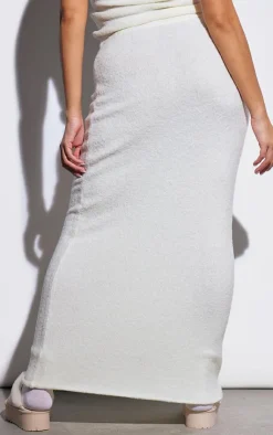 Clearance PrettyLittleThing Plus Brushed Knitted Maxi Skirt Cream