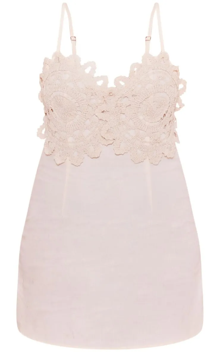 Plus Crochet Bust Detail Linen Look Bodycon Dress-PrettyLittleThing Discount