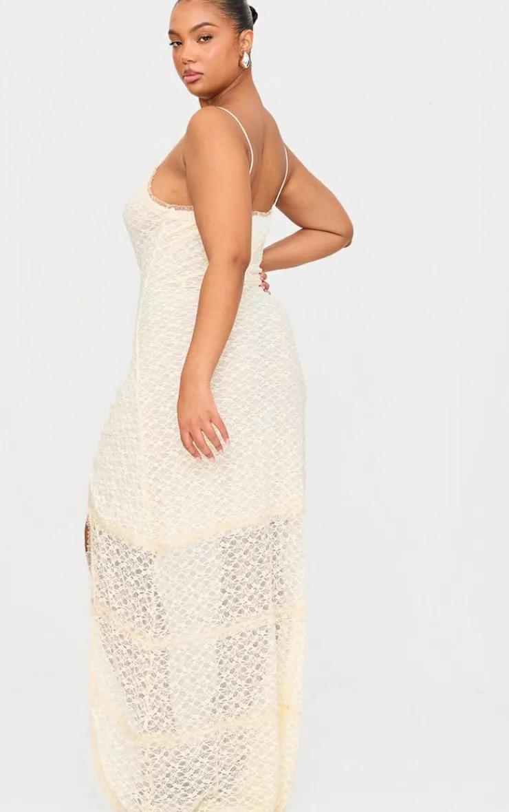 Plus Lace Mesh Cut Out Maxi Dress-PrettyLittleThing New