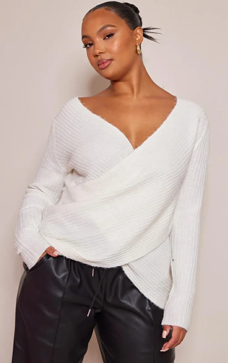 PrettyLittleThing Sweaters*Plus Soft Knit Wrap Sweater