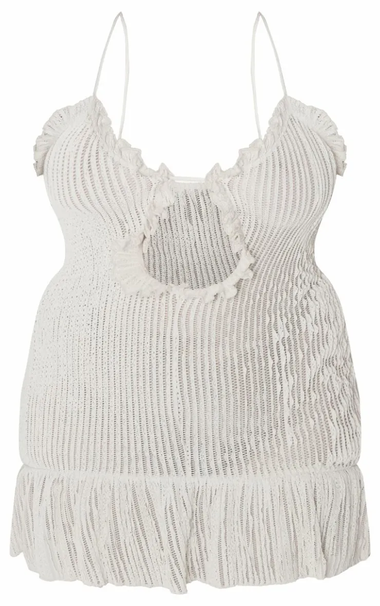 Plus Textured Frill Hem Cut Out Mini Dress-PrettyLittleThing Online