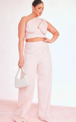 New PrettyLittleThing Plus One Shoulder Corset Top Dusty Pink