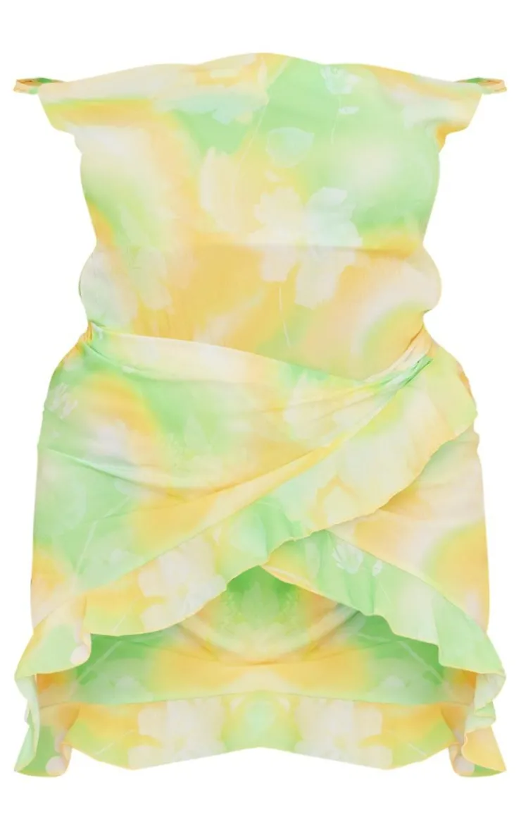 Plus Abstract Ruffle Detail Midi Dress-PrettyLittleThing Clearance