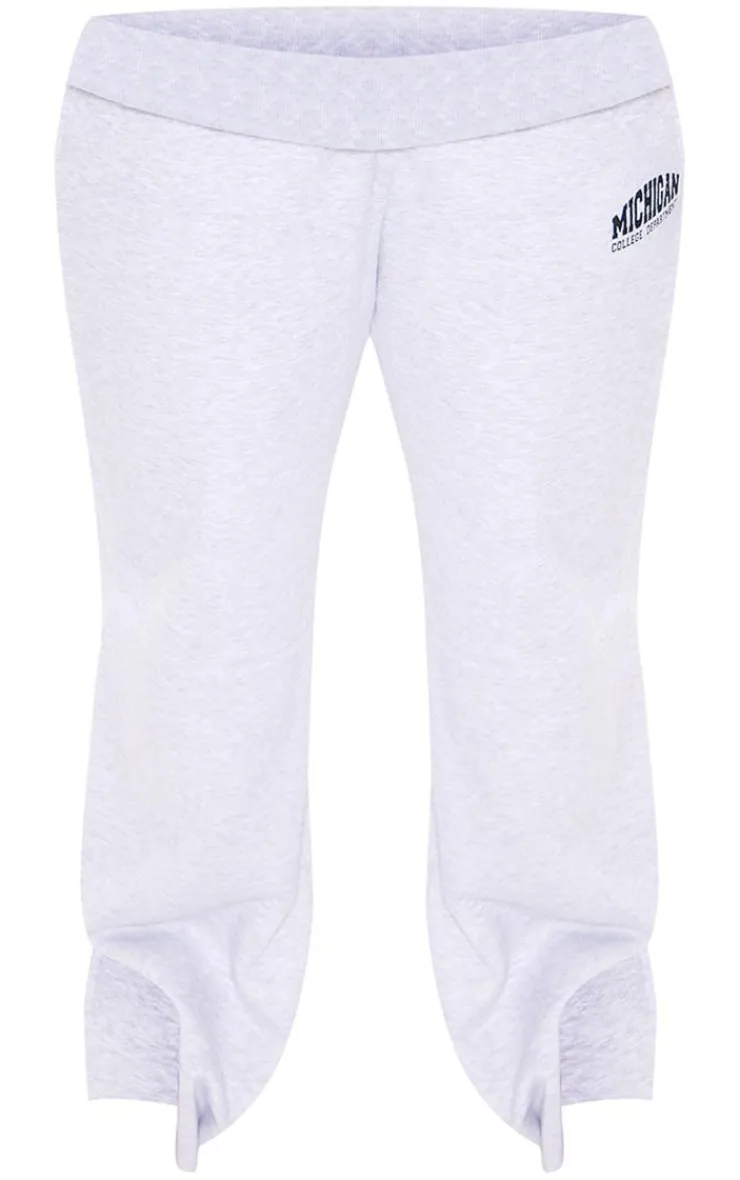PrettyLittleThing Grey Sweatsuits*Plus Michigan Printed Wide Leg Sweatpants