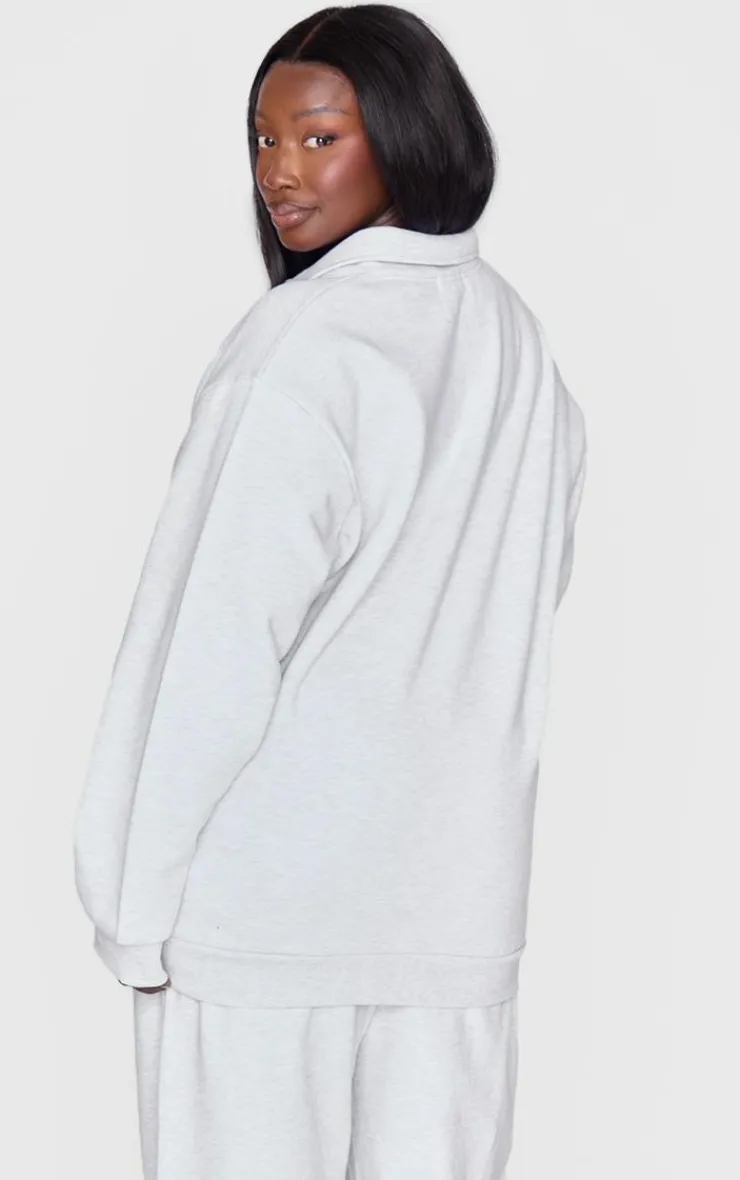 Outlet PrettyLittleThing Plus Premium Collar Oversized Sweatshirt Grey