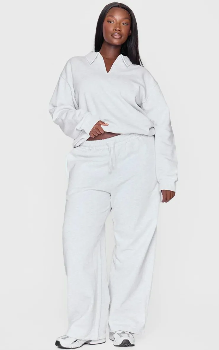Outlet PrettyLittleThing Plus Premium Collar Oversized Sweatshirt Grey