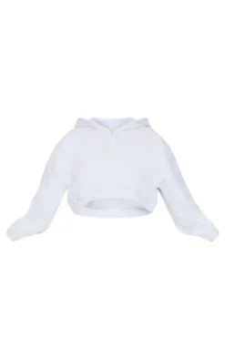 Plus Grey Premium Cropped Waist Detail Hoodie