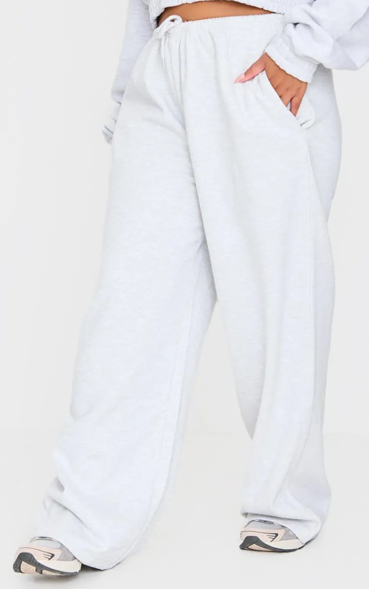 Outlet PrettyLittleThing Plus Premium Thin Waistband Straight Leg Sweat Sweatpants Grey