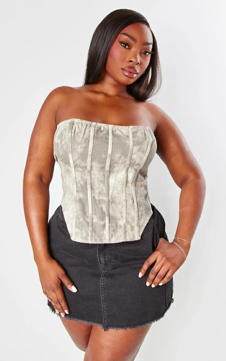 Plus Washed Twill Cargo Bandeau Corset-PrettyLittleThing Best