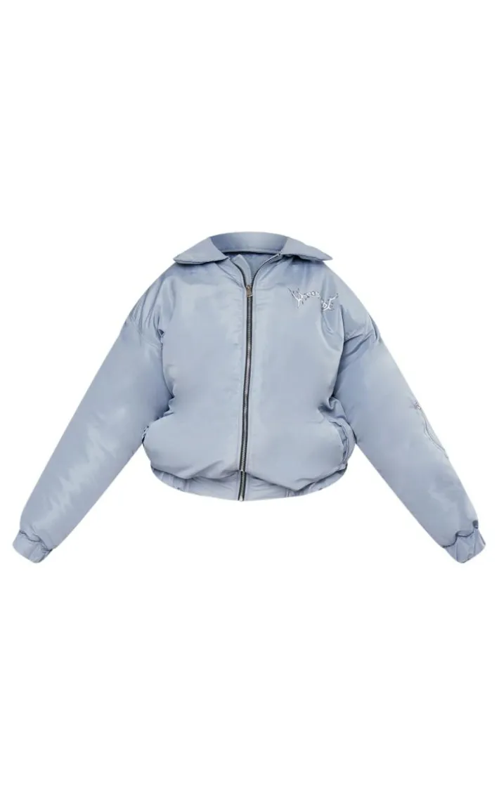 Plus Grey Worldwide Graphic Printed Nylon Jacket