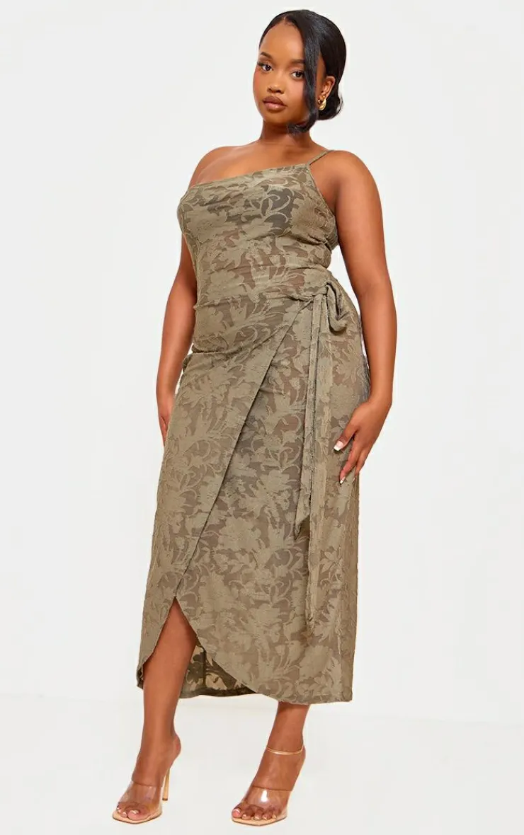 Plus Floral Tie Side Midi Dress-PrettyLittleThing Discount