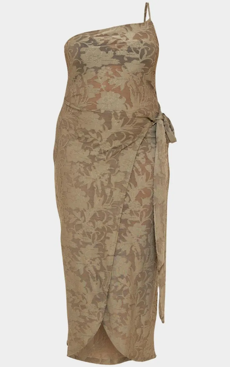 Plus Floral Tie Side Midi Dress-PrettyLittleThing Discount