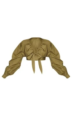 PrettyLittleThing Blouses*Plus Tie Front Ruched Blouse