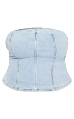 PrettyLittleThing Corsets*Plus Seam Detail Stretch Denim Corset