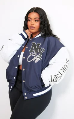PrettyLittleThing Bomber Jackets*Plus NY Graphic Bomber Jacket