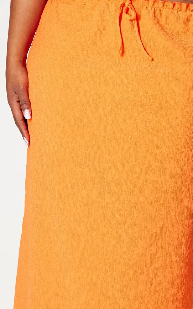 PrettyLittleThing Plus Drawstring Textured Maxi Skirt Orange