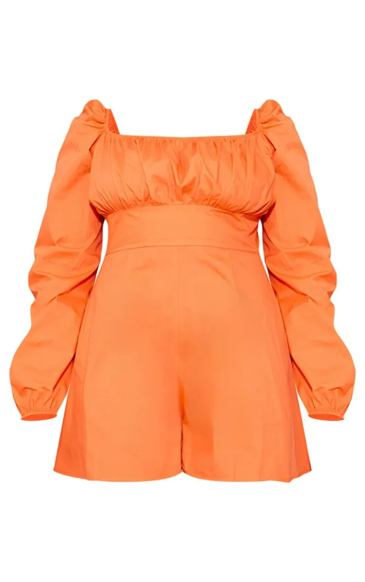 Plus Tie Back Long Sleeve Romper-PrettyLittleThing Hot