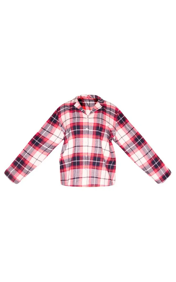 PrettyLittleThing Christmas Gifts*Plus Checked Long Sleeve Pajama Shirt