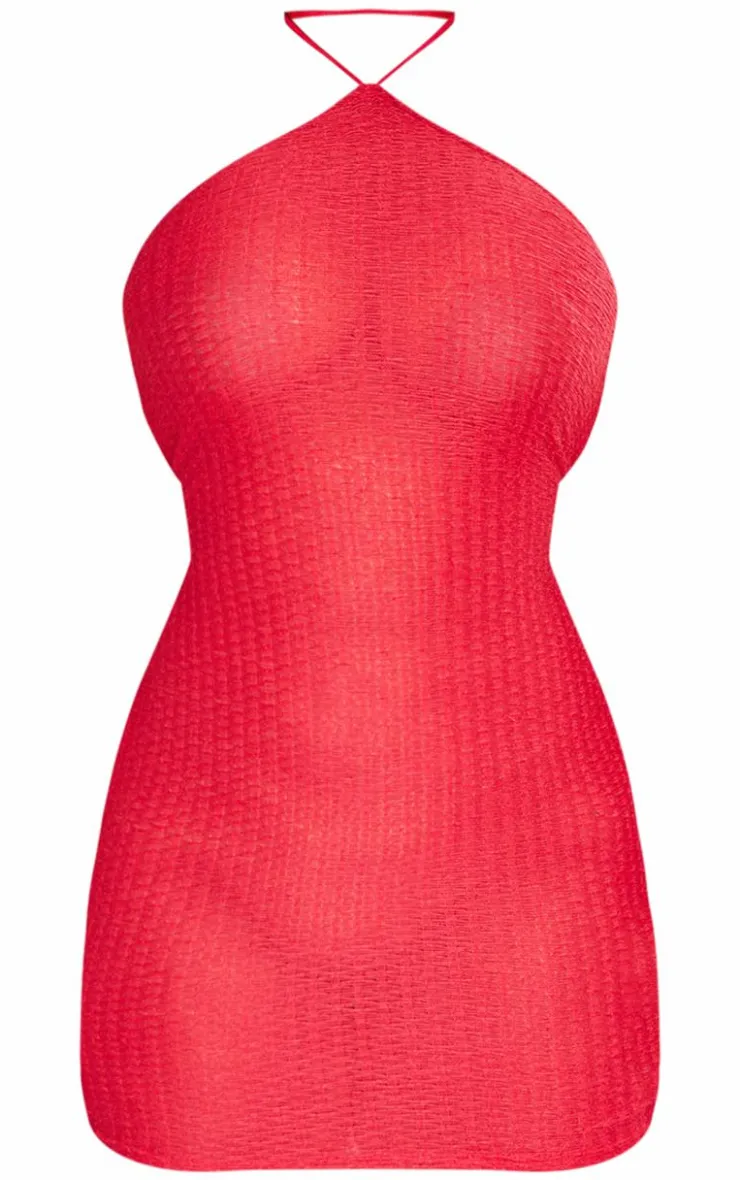Plus Eyelash Knit Halterneck Bodycon Dress-PrettyLittleThing Sale