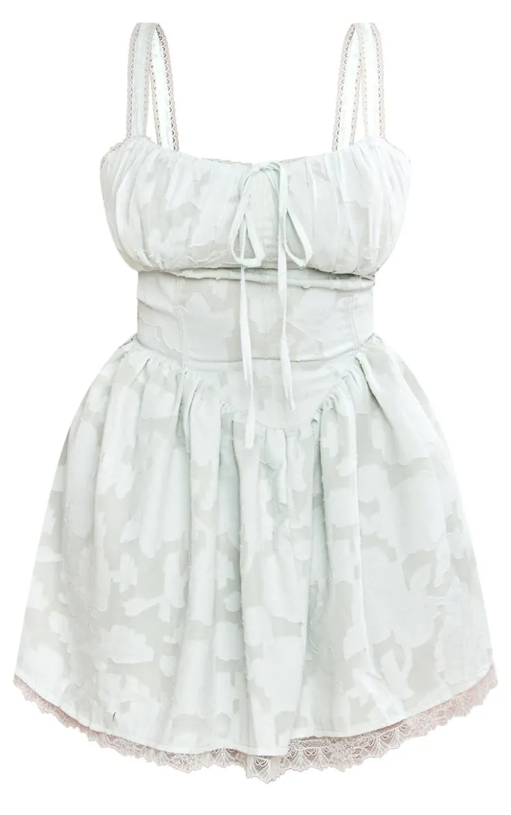 Plus Jacquard Ruched Cup Detail Shift Dress-PrettyLittleThing Outlet