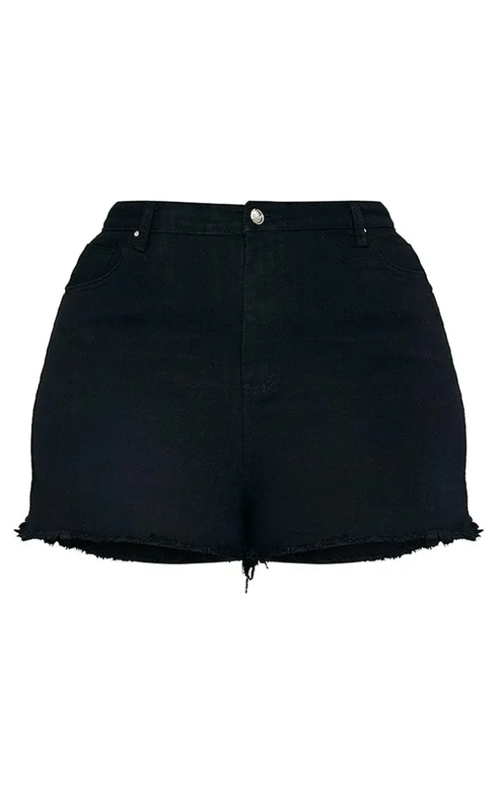 Plus Shelby High Waisted Black Denim Shorts