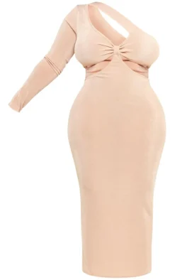Plus Acetate Slinky Cut Out Maxi Dress-PrettyLittleThing Online